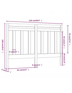 Testiera per Letto Grigia 126x4x100cm in Legno Massello di Pino