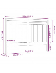 Testiera per Letto Miele 126x4x100 cm in Legno Massello di Pino