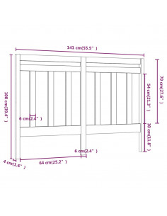 Testiera per Letto Bianca 141x4x100 cm Legno Massello di Pino