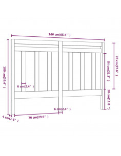 Testiera per Letto Miele 166x4x100 cm in Legno Massello di Pino