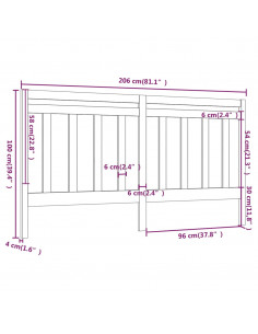 Testiera per Letto Bianca 206x4x100 cm Legno Massello di Pino