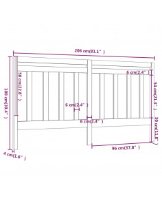 Testiera per Letto Miele 206x4x100 cm in Legno Massello di Pino