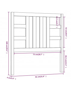 Testiera per Letto Miele 81x4x100 cm in Legno Massello di Pino