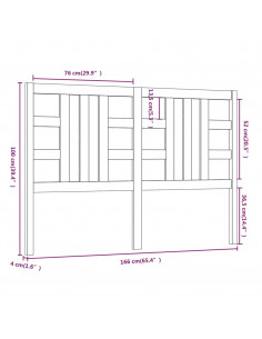 Testiera Letto 166x4x100 cm in Legno Massello di Pino