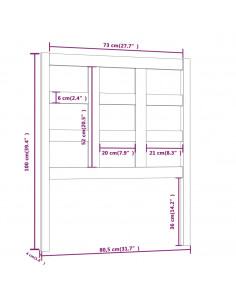 Testiera per Letto Nera 80,5x4x100 cm in Legno Massello di Pino