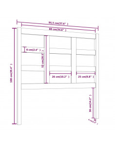 Testiera per Letto 95,5x4x100 cm in Legno Massello di Pino
