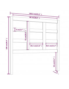 Testiera per Letto Bianca 105,5x4x100 cm Legno Massello di Pino