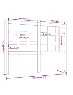 Testiera per Letto Marrone Miele 125,5x4x100cm in Pino Massello
