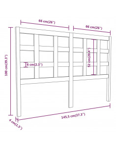 Testiera per Letto 145,5x4x100 cm in Legno Massello di Pino