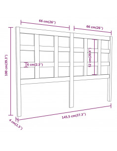 Testiera per Letto Grigia 145,5x4x100 cm Legno Massello di Pino