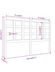 Testiera per Letto Miele 156x4x100 cm in Legno Massello di Pino