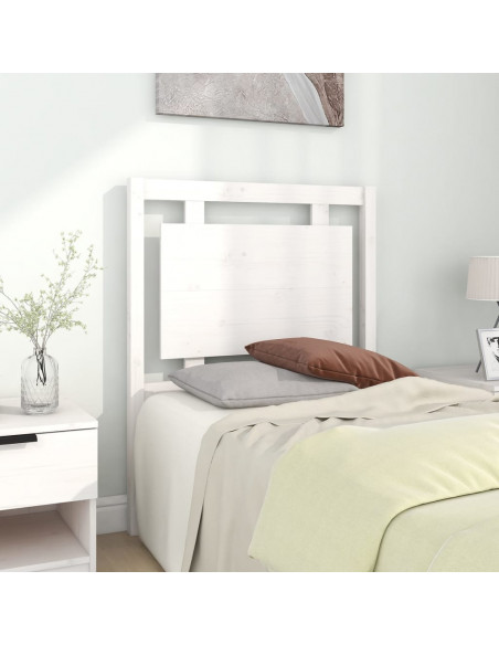 Testiera per Letto Bianca 80,5x4x100 cm Legno Massello di Pino