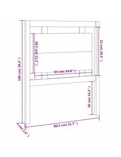 Testiera per Letto Miele 80,5x4x100 cm Legno Massello di Pino