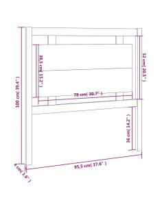 Testiera per Letto Nera 95,5x4x100 cm Legno Massello di Pino