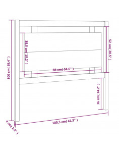 Testiera Letto Grigia 105,5x4x100 cm in Legno Massello di Pino