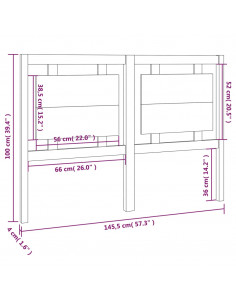 Testiera per Letto Bianca 145,5x4x100 cm Legno Massello di Pino