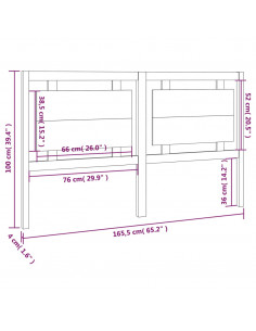 Testiera per Letto 165,5x4x100 cm in Legno Massello di Pino