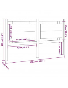 Testiera per Letto Bianca 165,5x4x100 cm Legno Massello di Pino