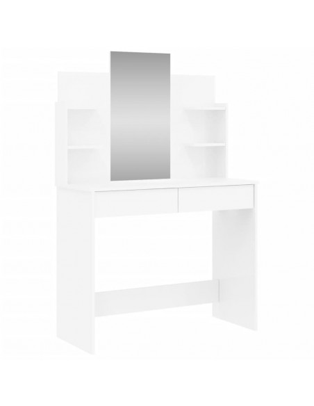 Toeletta con Specchio Bianco lucido 96x39x142 cm