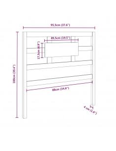 Testiera per Letto 95,5x4x100 cm in Legno Massello di Pino