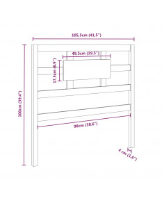Testiera Letto Grigia 105,5x4x100 cm in Legno Massello di Pino