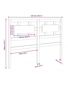Testiera per Letto Grigia 125,5x4x100 cm Legno Massello di Pino