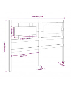 Testiera per Letto Marrone Miele 125,5x4x100cm in Pino Massello