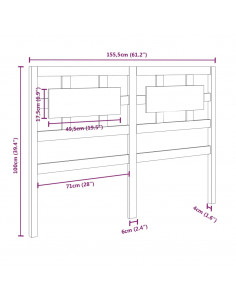 Testiera per Letto 155,5x4x100 cm in Legno Massello di Pino