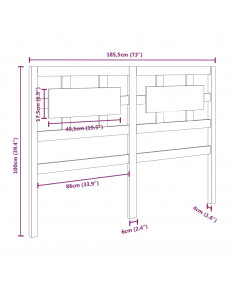 Testiera per Letto Bianca 185,5x4x100 cm Legno Massello di Pino