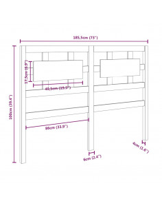 Testiera per Letto Miele 185,5x4x100 cm Legno Massello di Pino