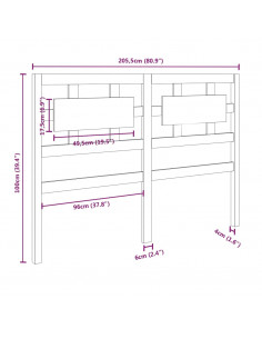 Testiera per Letto Grigia 205,5x4x100 cm Legno Massello di Pino