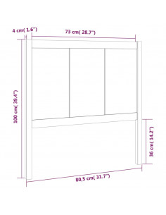 Testiera per Letto Grigia 80,5x4x100 cm Legno Massello di Pino