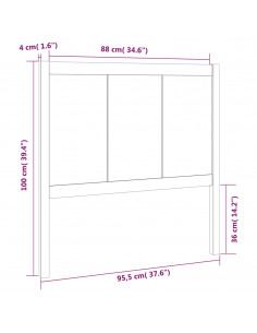 Testiera per Letto Nera 95,5x4x100 cm in Legno Massello di Pino