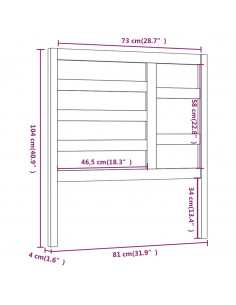 Testiera per Letto 81x4x104 cm in Legno Massello di Pino