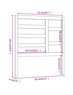 Testiera per Letto Grigia 81x4x104 cm in Legno Massello di Pino