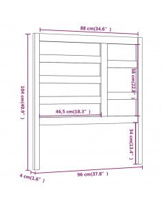 Testiera per Letto Bianca 96x4x104 cm in Legno Massello di Pino