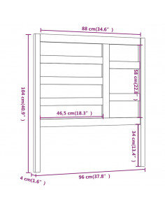 Testiera per Letto Nera 96x4x104 cm in Legno Massello di Pino