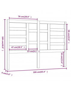 Testiera per Letto Nera 166x4x104 cm in Legno Massello di Pino