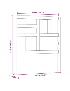 Testiera per Letto Nera 96x4x104 cm in Legno Massello di Pino