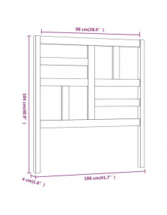 Testiera per Letto Grigia 106x4x104cm in Legno Massello di Pino