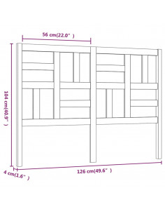 Testiera per Letto 126x4x104 cm in Legno Massello di Pino