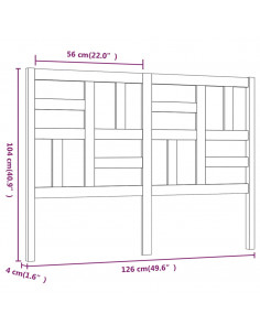 Testiera per Letto Nera 126x4x104 cm in Legno Massello di Pino