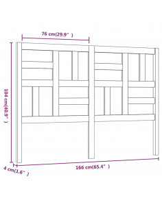 Testiera per Letto Bianca 166x4x104cm in Legno Massello di Pino