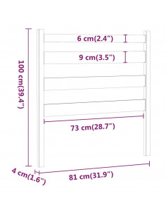 Testiera per Letto Miele 81x4x100 cm in Legno Massello di Pino