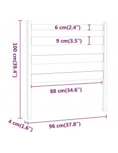 Testiera per Letto Grigia 96x4x100 cm in Legno Massello di Pino
