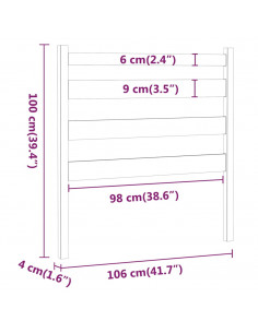 Testiera per Letto Nera 106x4x100 cm in Legno Massello di Pino
