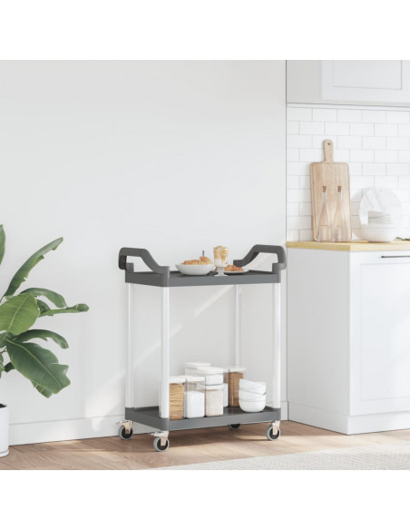 Carrello a 2 Ripiani Grigio 81x41x92 cm in Alluminio