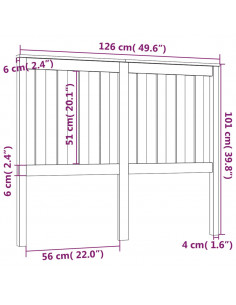 Testiera per Letto Nera 126x6x101 cm in Legno Massello di Pino
