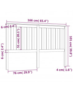 Testiera per Letto Nera 166x6x101 cm in Legno Massello di Pino