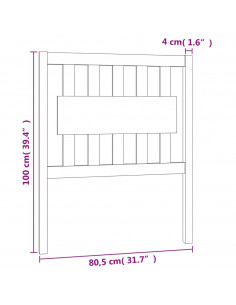 Testiera Letto Grigia 80,5x4x100 cm in Legno Massello di Pino